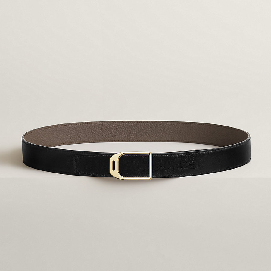 Jockey belt buckle & Reversible leather strap 32 mm