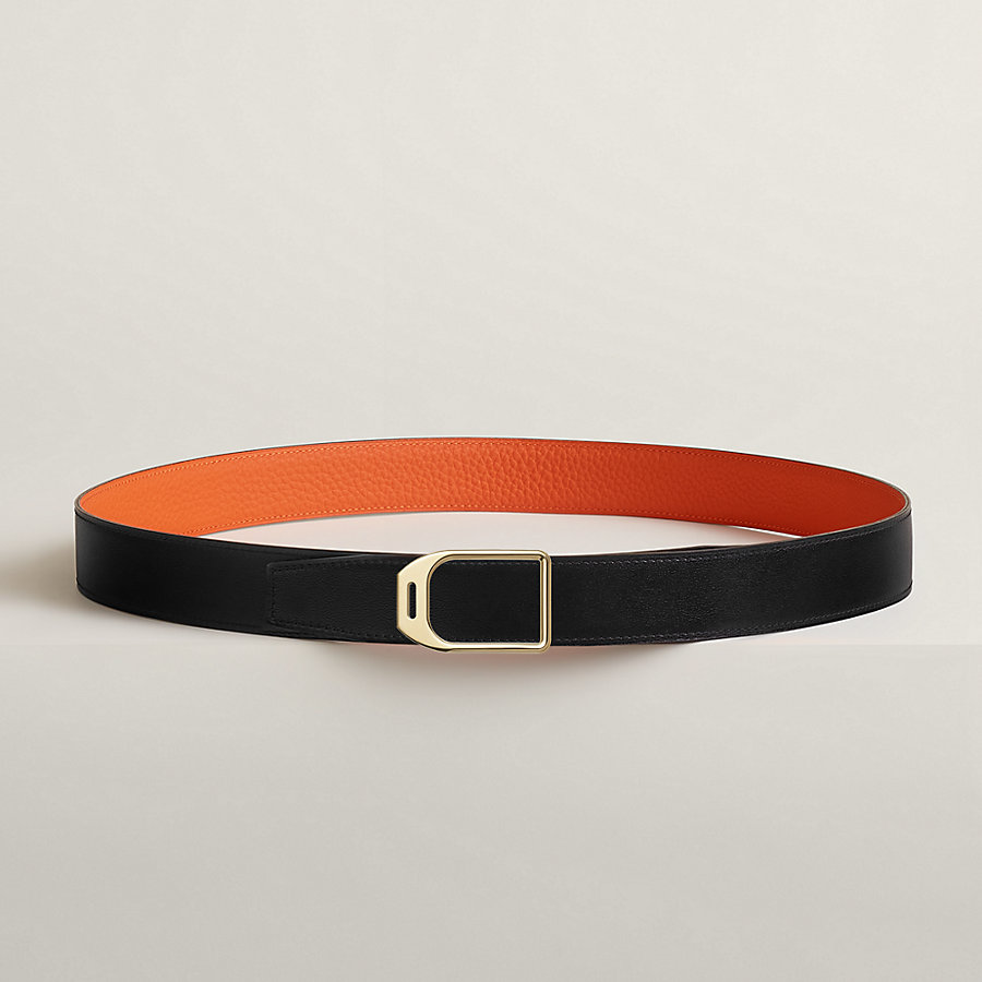 Jockey belt buckle & Reversible leather strap 32 mm