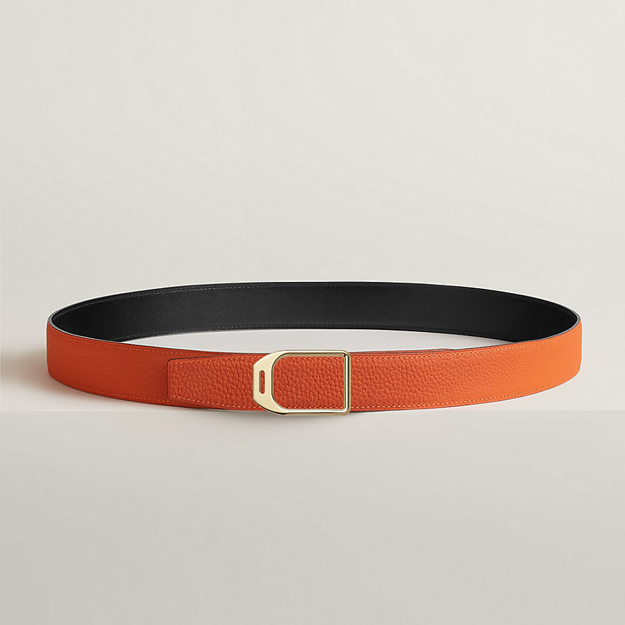 Jockey belt buckle & Reversible leather strap 32 mm