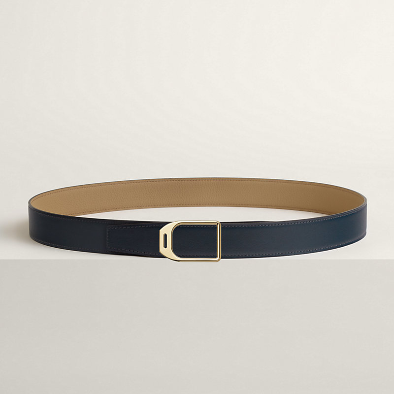 Jockey belt buckle & Reversible leather strap 32 mm
