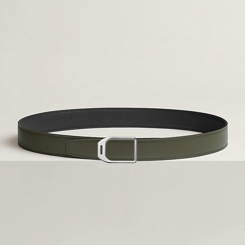 Jockey belt buckle & Reversible leather strap 32 mm