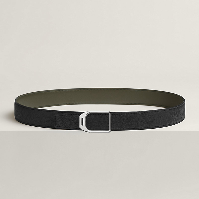 Jockey belt buckle & Reversible leather strap 32 mm
