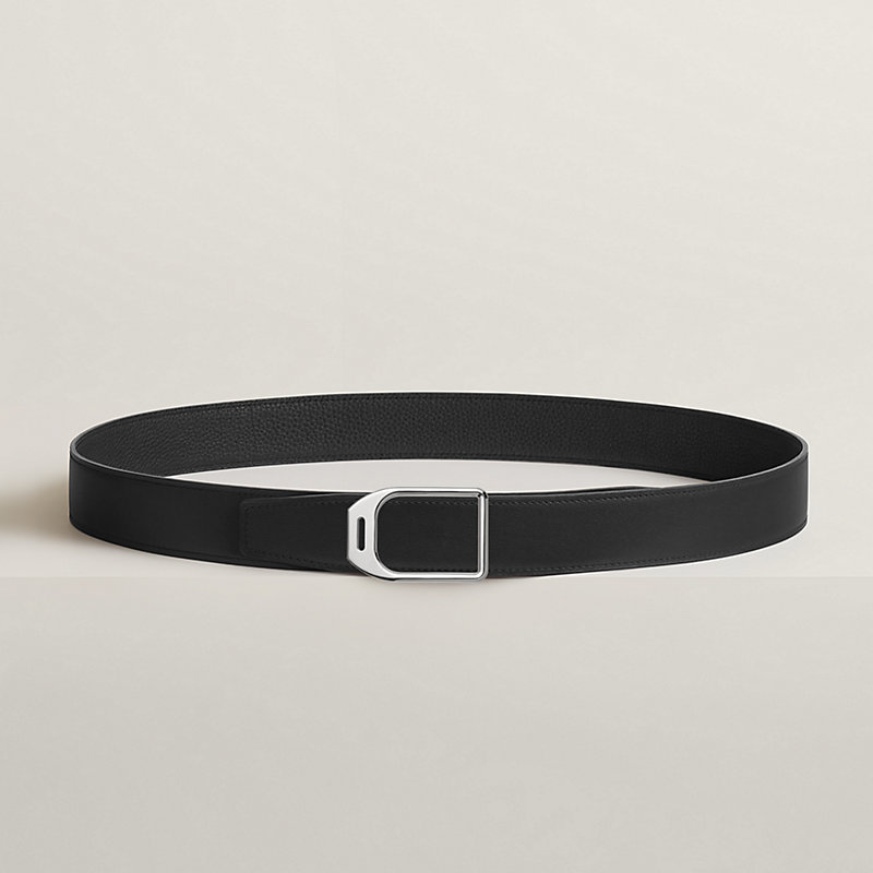 Jockey belt buckle & Reversible leather strap 32 mm