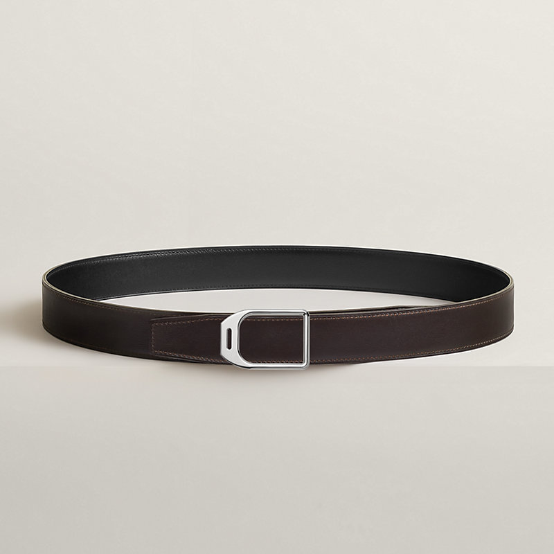 Jockey belt buckle & Reversible leather strap 32 mm