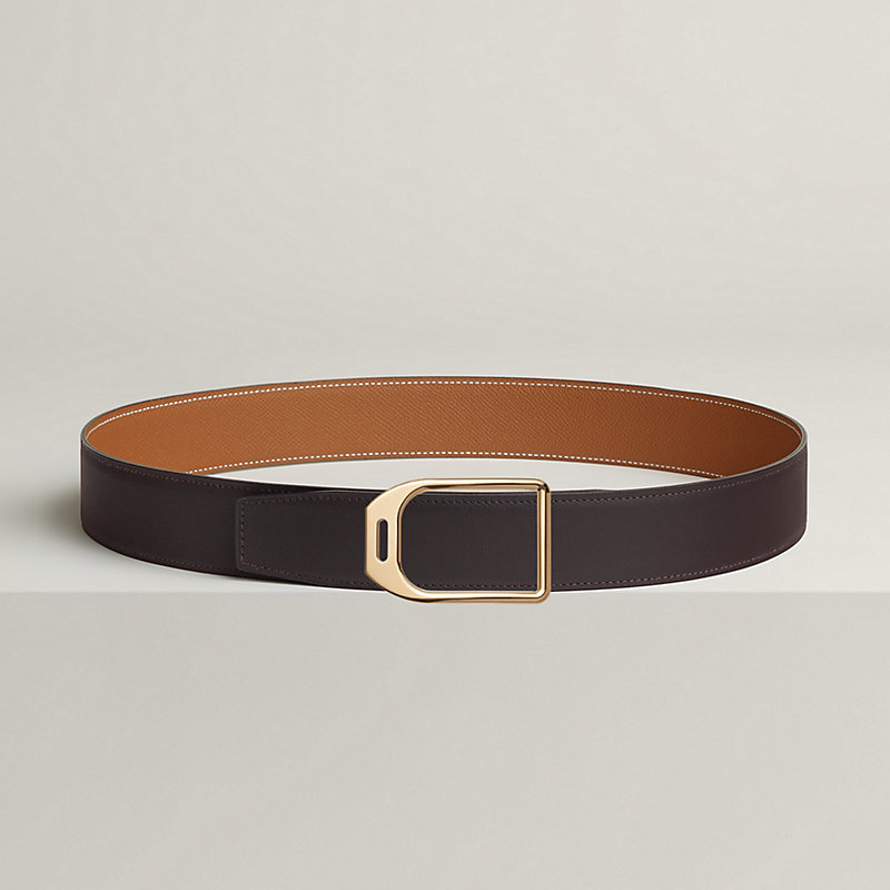 Jockey belt buckle & Reversible leather strap 38 mm