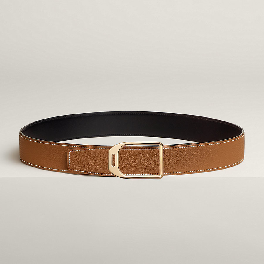 Jockey belt buckle & Reversible leather strap 38 mm