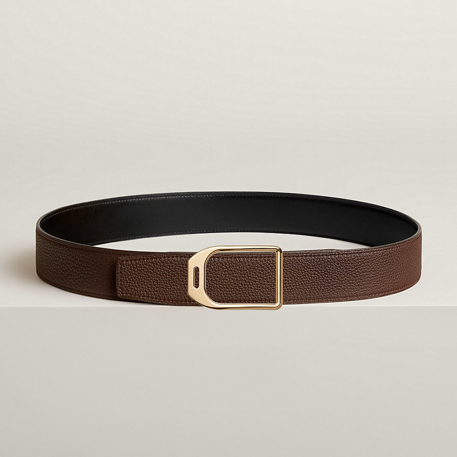 Jockey belt buckle & Reversible leather strap 38 mm