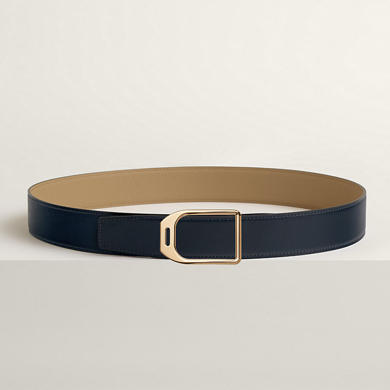 Jockey belt buckle & Reversible leather strap 38 mm