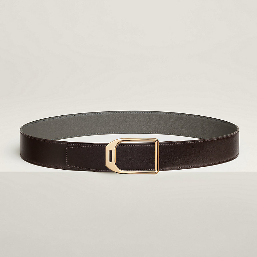 Jockey belt buckle & Reversible leather strap 38 mm