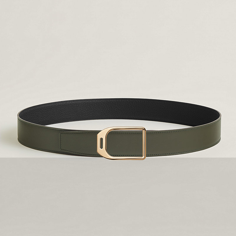 Jockey belt buckle & Reversible leather strap 38 mm