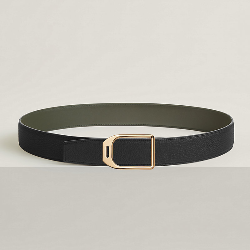 Jockey belt buckle & Reversible leather strap 38 mm
