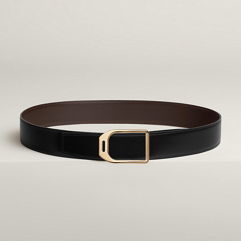 Jockey belt buckle & Reversible leather strap 38 mm