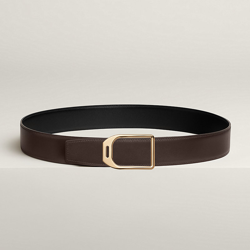 Jockey belt buckle & Reversible leather strap 38 mm