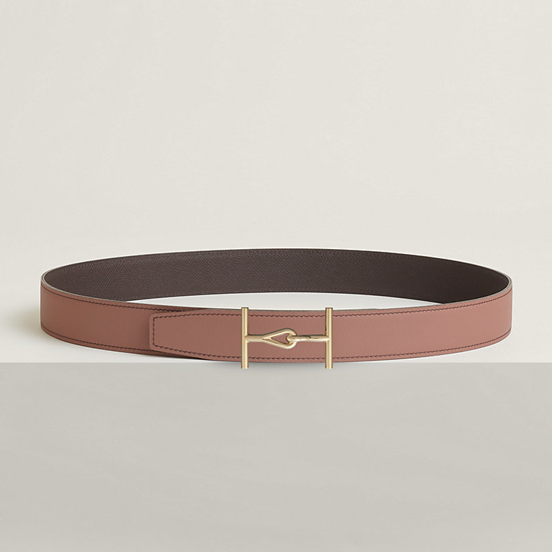 Jumbo belt buckle & Reversible leather strap 32 mm