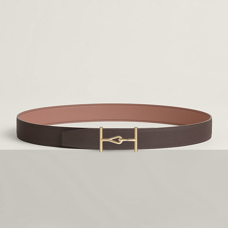 Jumbo belt buckle & Reversible leather strap 32 mm