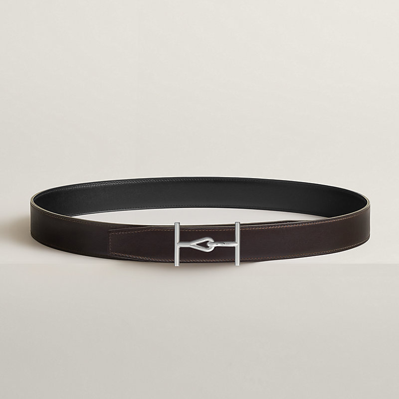 Jumbo belt buckle & Reversible leather strap 32 mm