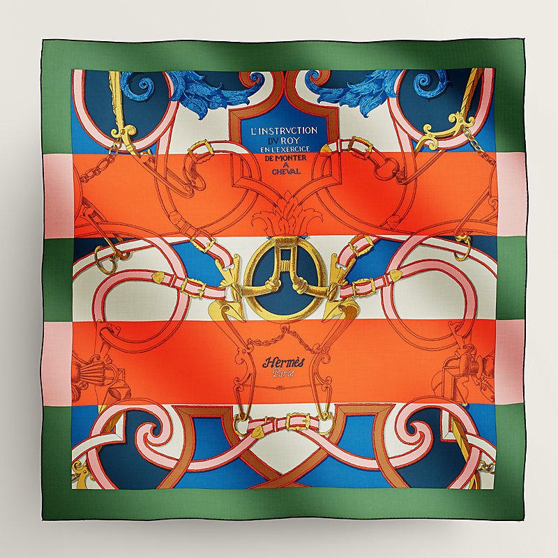 Hermes Pillow Silk Scarf Print Les Rubans du Cheval Vintage