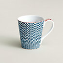 View: front, Les Cabanes blue herringbone mug