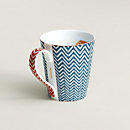 View: front, Les Cabanes blue herringbone mug