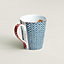 View: front, Les Cabanes blue herringbone mug