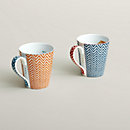 View: front, Les Cabanes set of 2 herringbone mugs