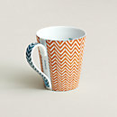 View: front, Les Cabanes yellow herringbone mug