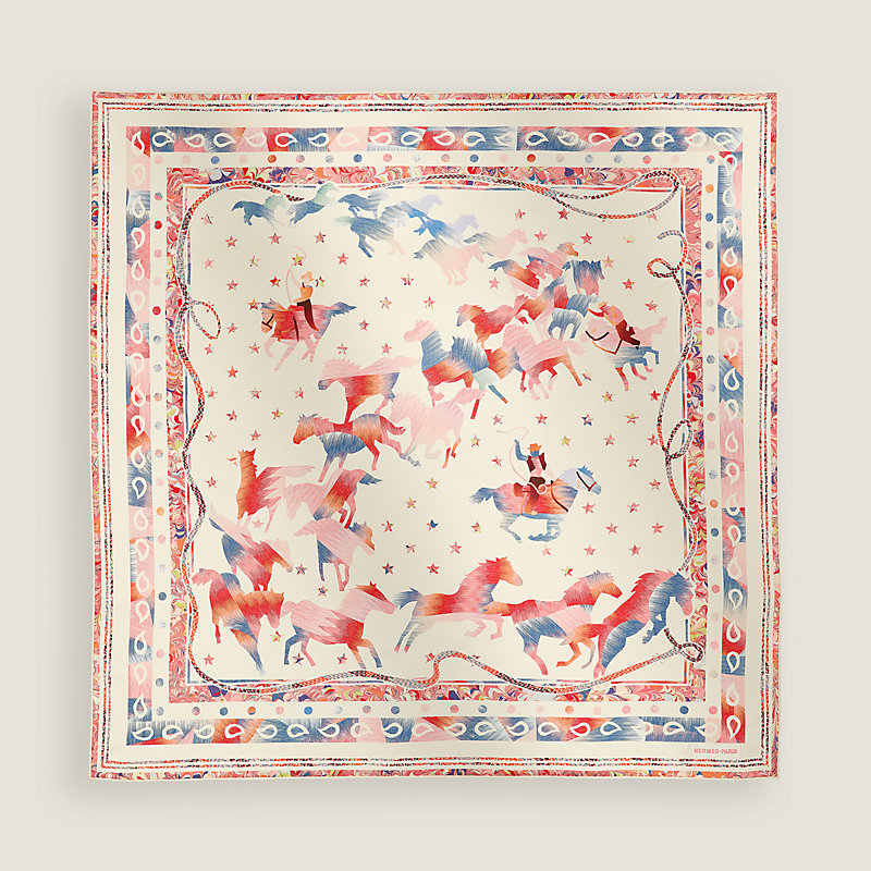 Les Mustangs Marble Silk scarf 90