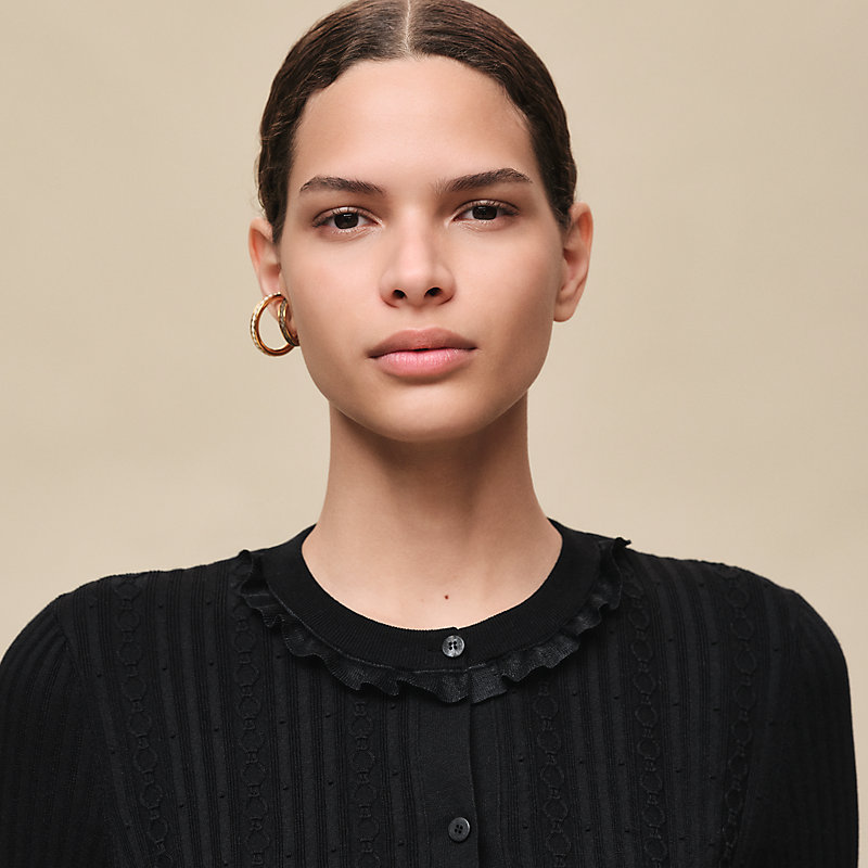 Long-sleeve cardigan with ruffled details