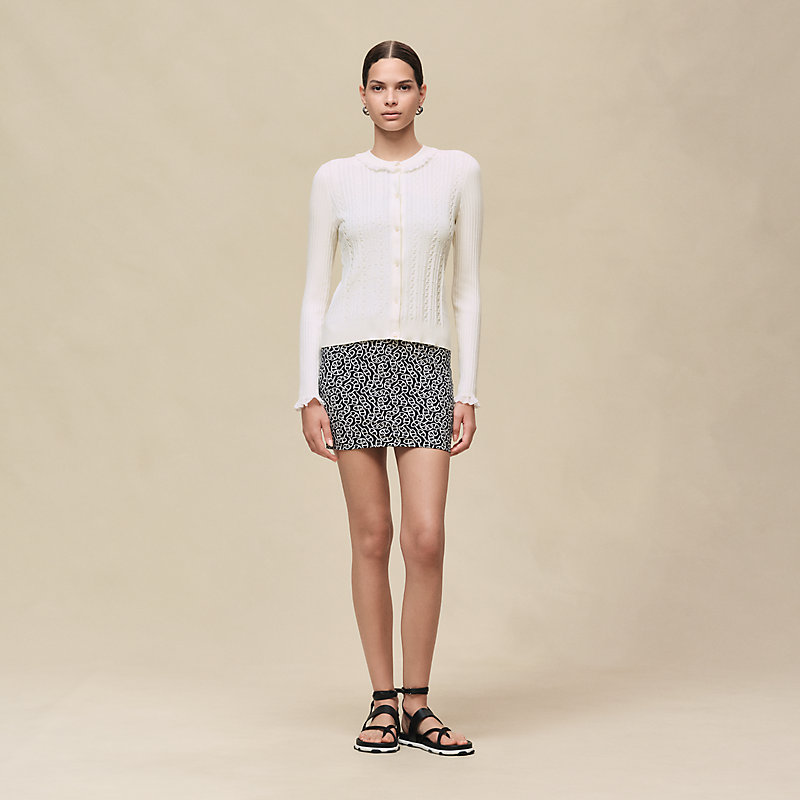 Long-sleeve cardigan with ruffled details