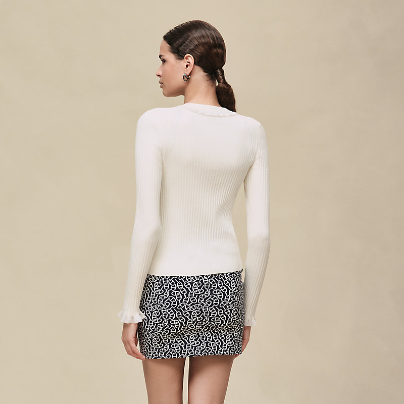 Long-sleeve cardigan with ruffled details