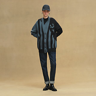 Long-sleeve long cardigan - Black | Hermès Mainland China