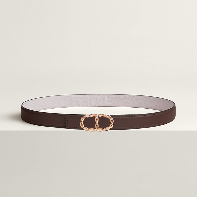 Maillon Torsade belt buckle & Reversible leather strap 24 mm