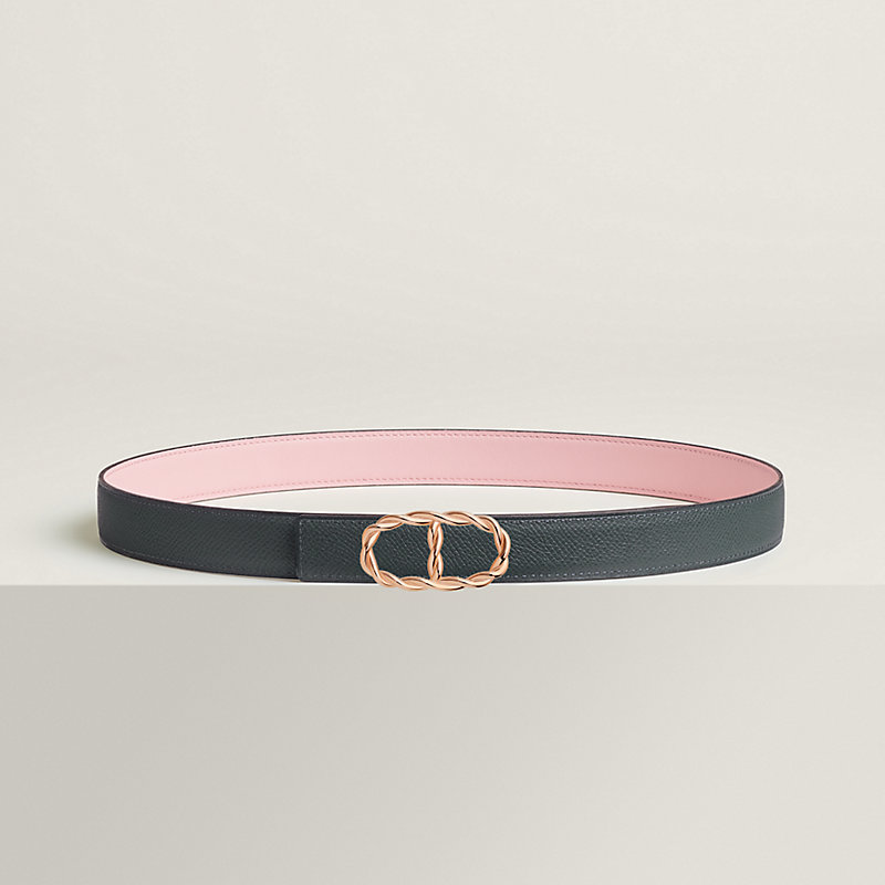 Maillon Torsade belt buckle & Reversible leather strap 24 mm