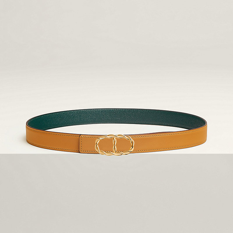 Maillon Torsade belt buckle & Reversible leather strap 24 mm