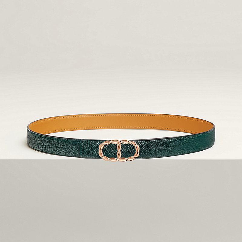 Maillon Torsade belt buckle & Reversible leather strap 24 mm