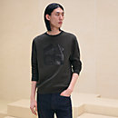 View: Worn, "Metallerie au Carre" crewneck sweater with leather detail