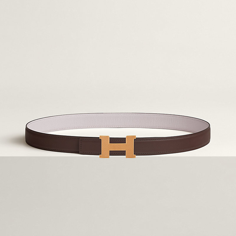 Mini Constance Guillochee belt buckle & Reversible leather strap 24 mm