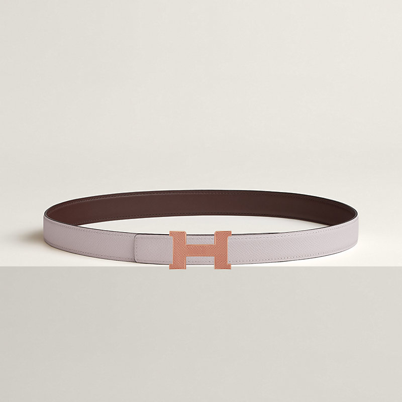 Mini Constance Guillochee belt buckle & Reversible leather strap 24 mm