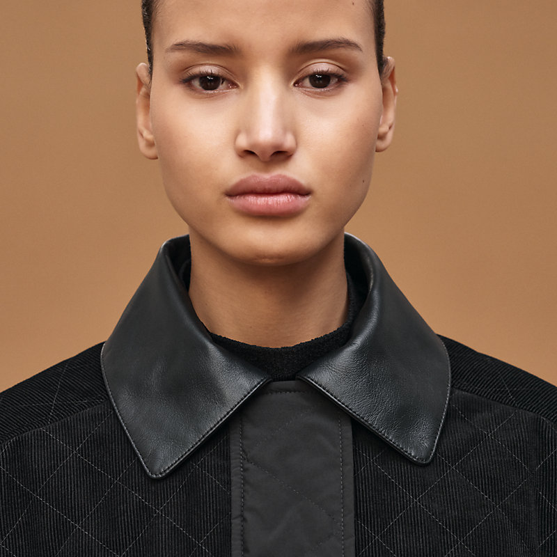 Mixed leather coat