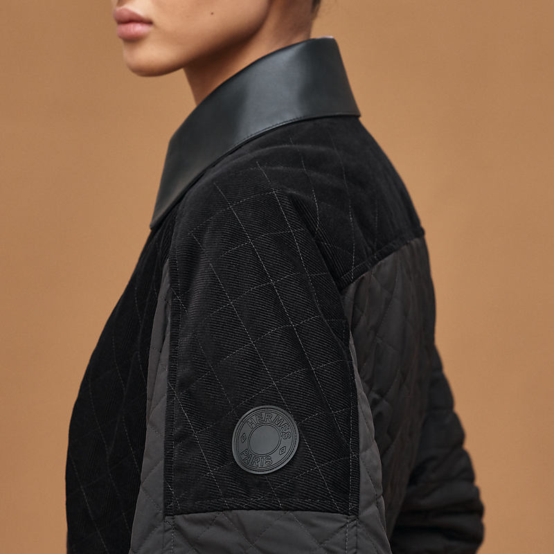 Mixed leather coat