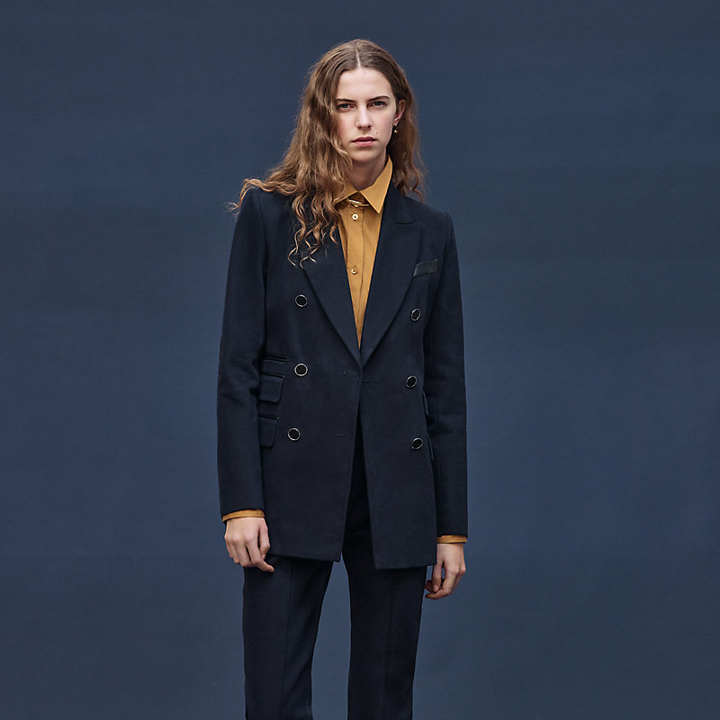 Mixed leather suit jacket