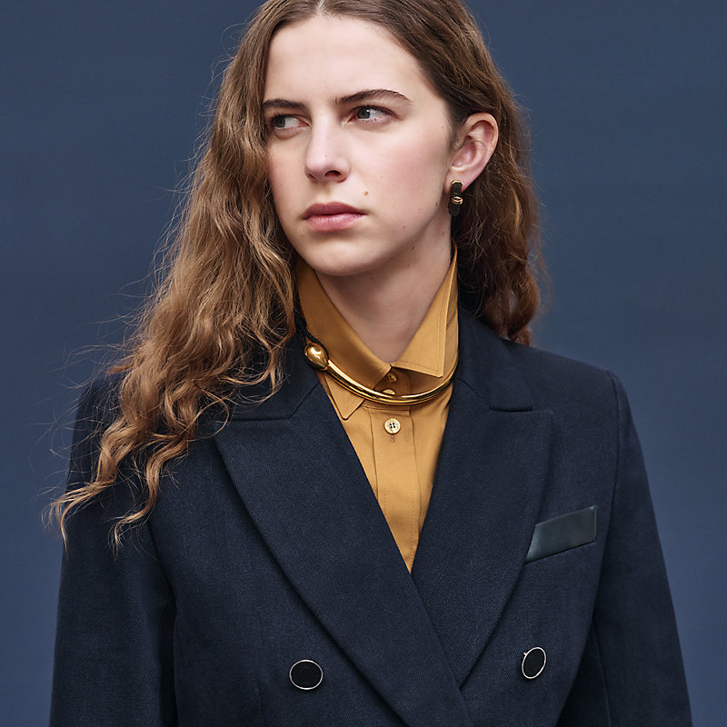 Mixed leather suit jacket
