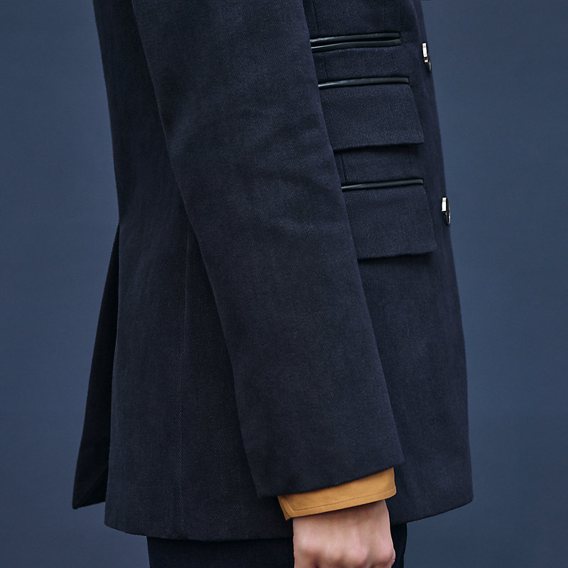 Mixed leather suit jacket