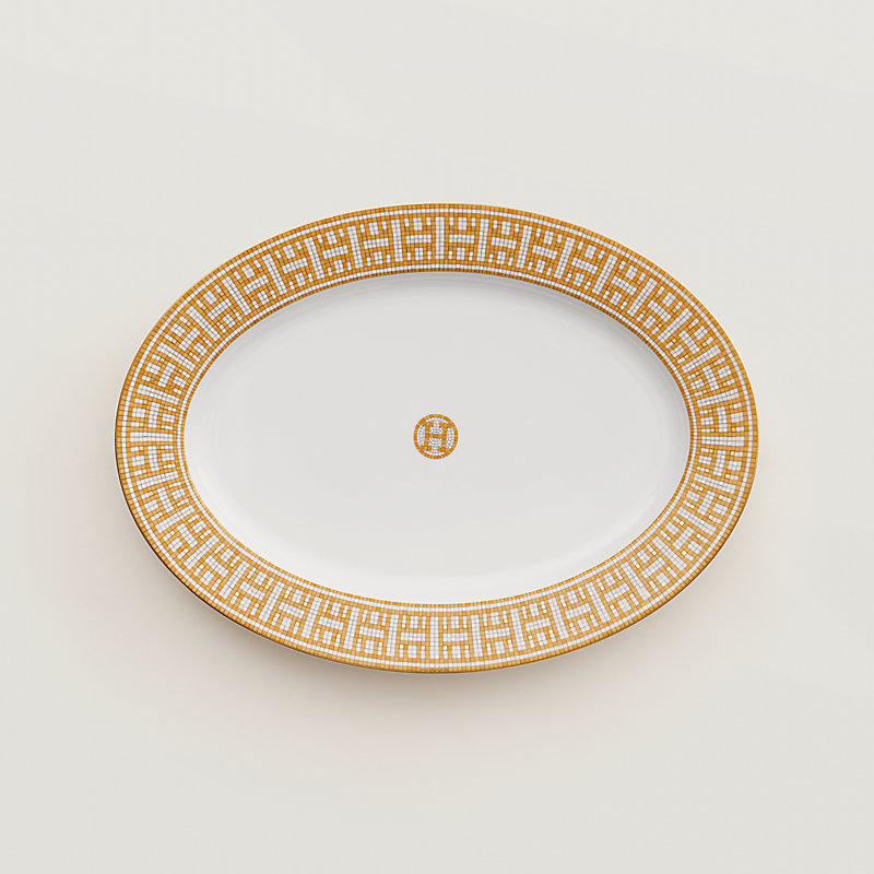Mosaique au 24 gold oval platter, small model