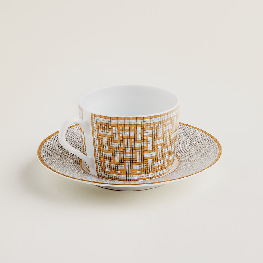 Mosaique au 24 gold tea cup and saucer