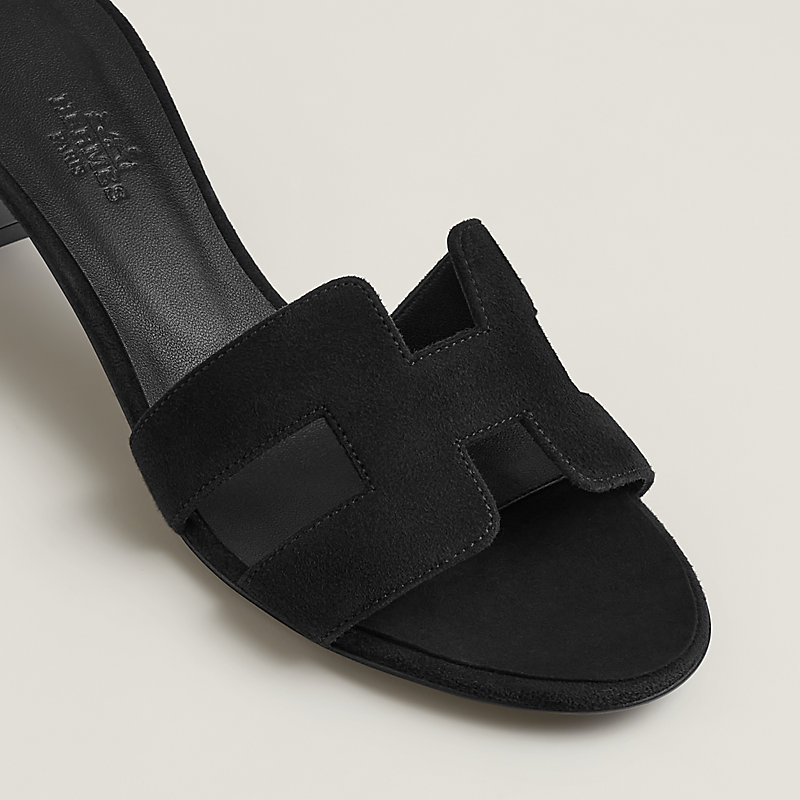 Hermès Black Leather Oasis Sandal ref.681920 - Joli Closet