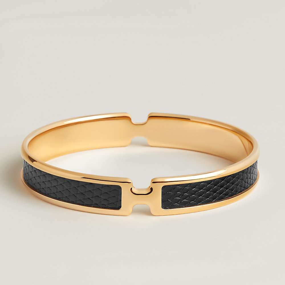 HERMES】エルメス バングル 金メッキ×リザード ゴールド 約31.1g