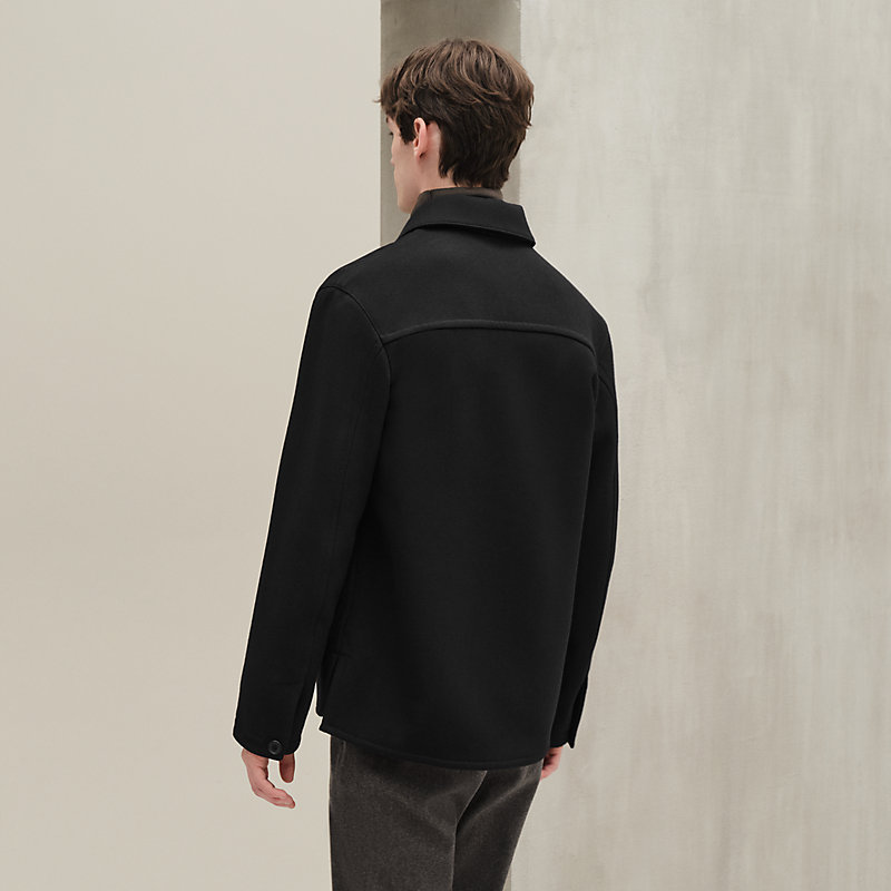 Overshirt with leather detail - 58 | Hermès Mainland China