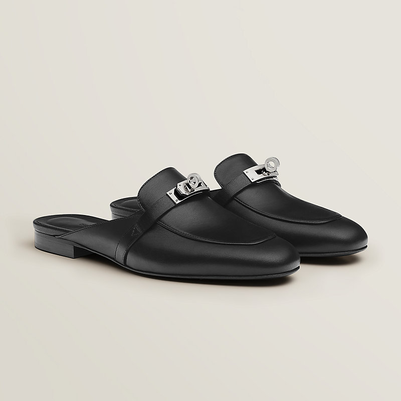 hermes black mules