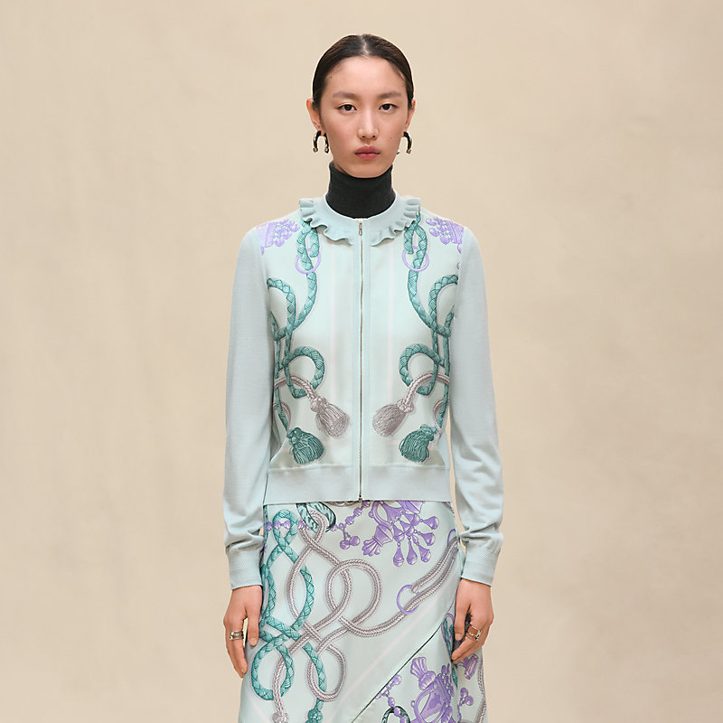 "Palefroi Remix" long-sleeve twillaine cardigan